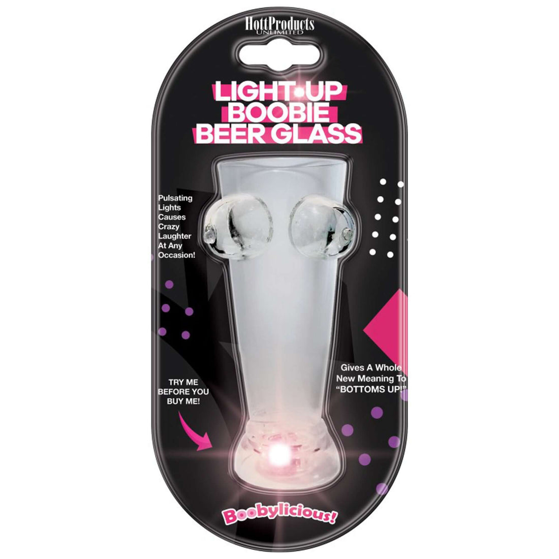 Light up boobie beer glass package