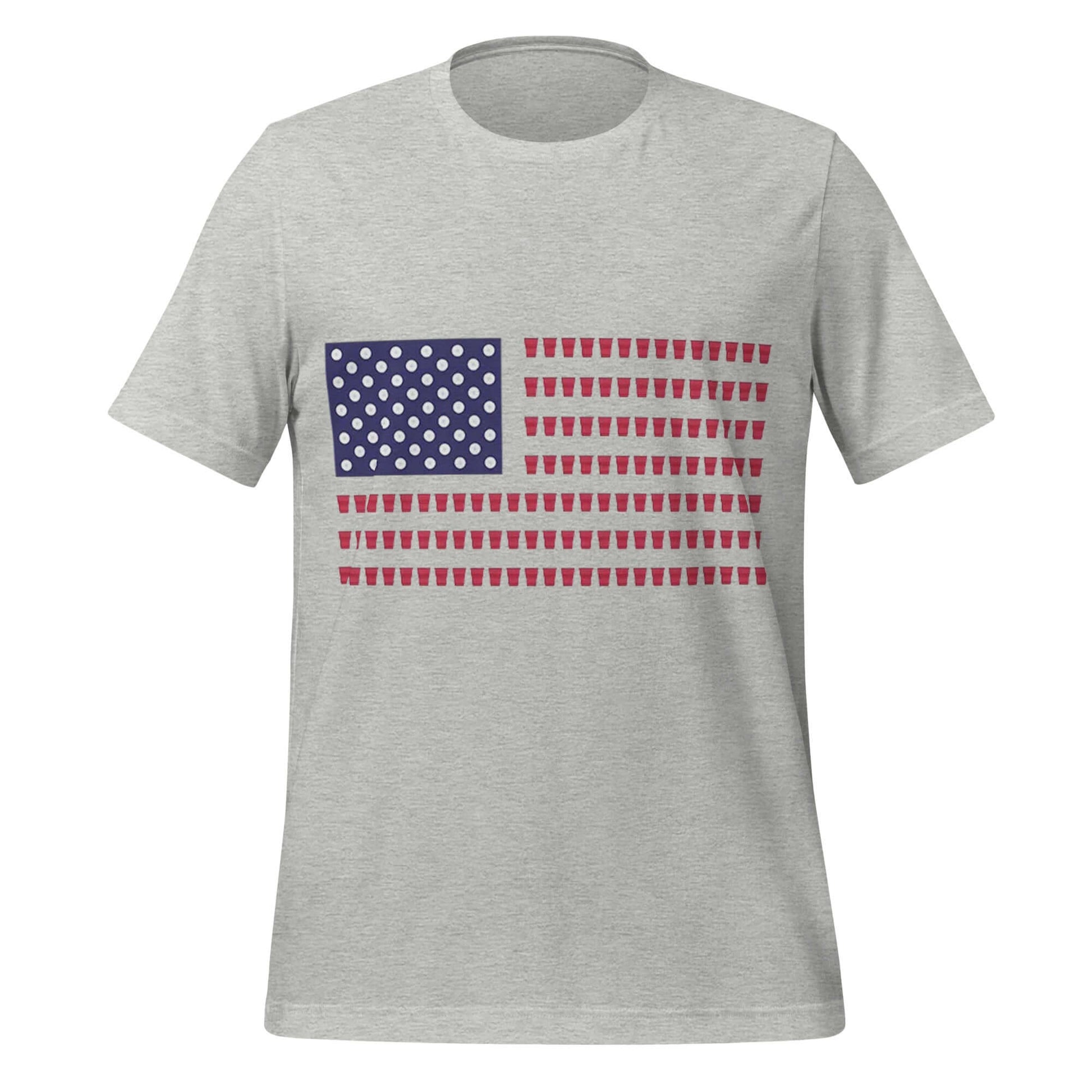 Beer Pong Patriot – Stars, Stripes & Solo Cups Grey Tee