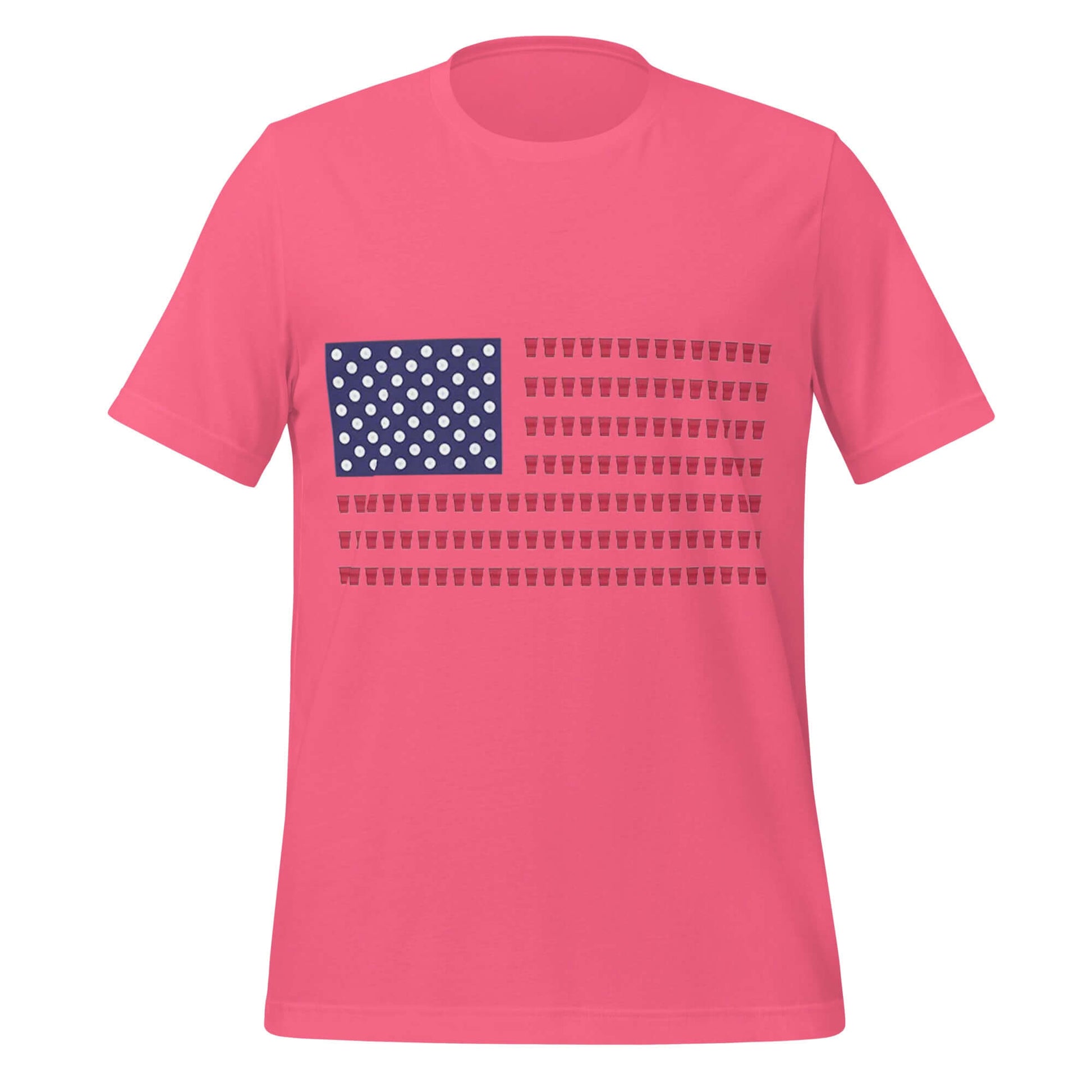 Beer Pong Patriot – Stars, Stripes & Solo Cups Pink Tee