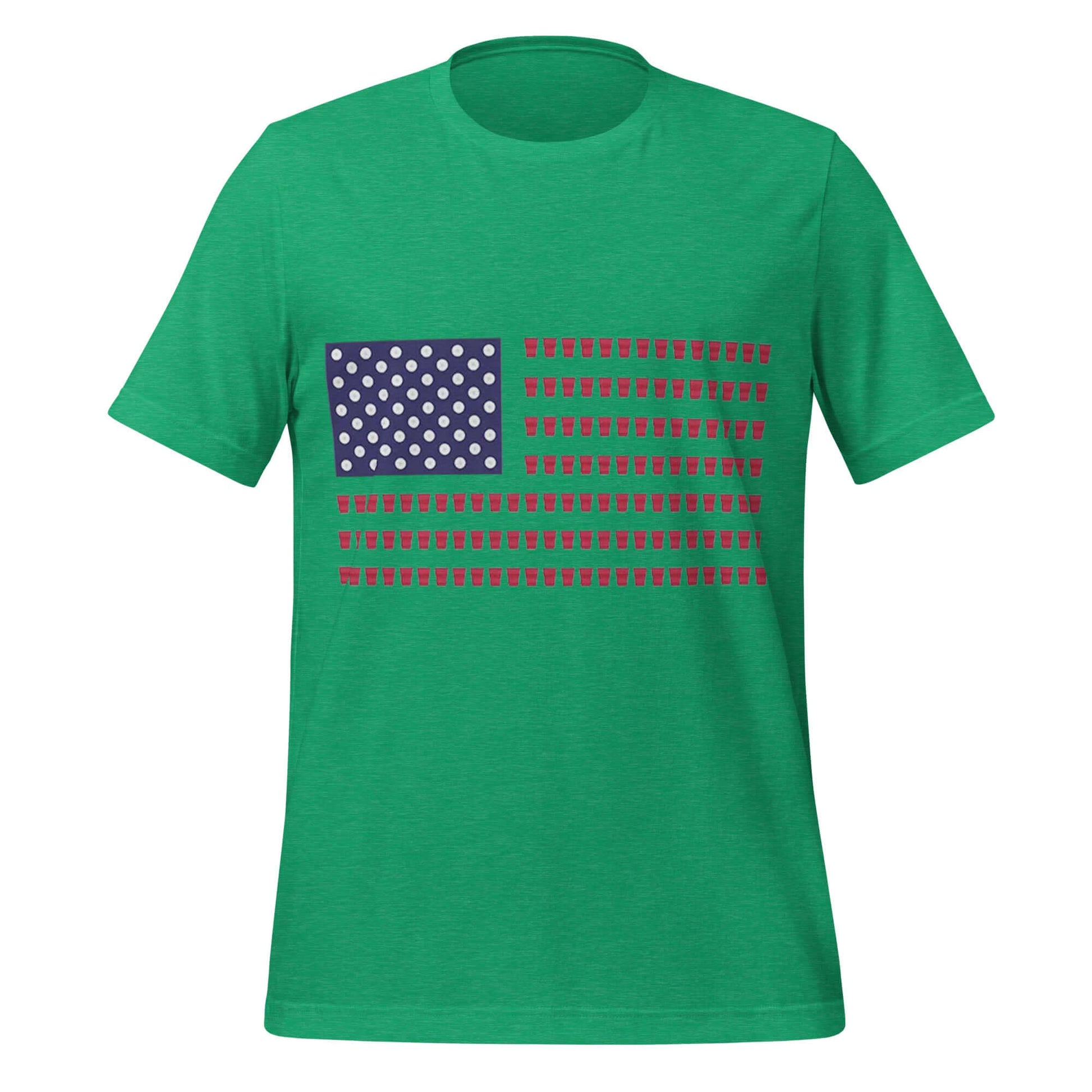 Beer Pong Patriot – Stars, Stripes & Solo Cups Green Tee