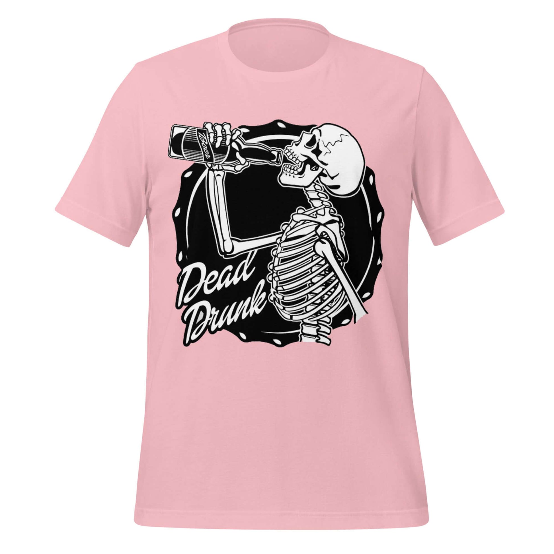 Dead Drunk – Skeleton Beer Lover Pink Tee