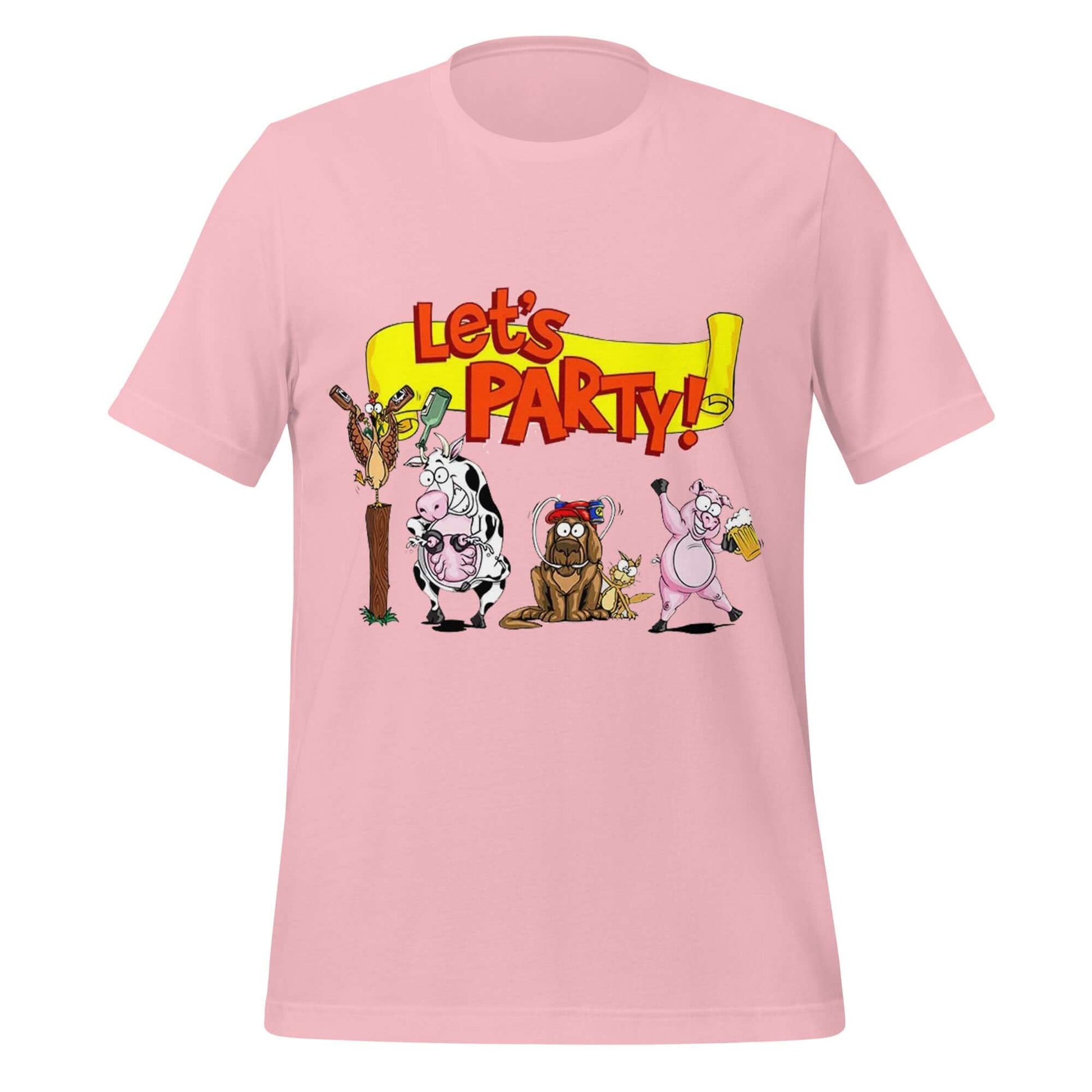 Let’s Party! Drunk Farm Animals Pink T-Shirt – Moo, Oink, Chug!