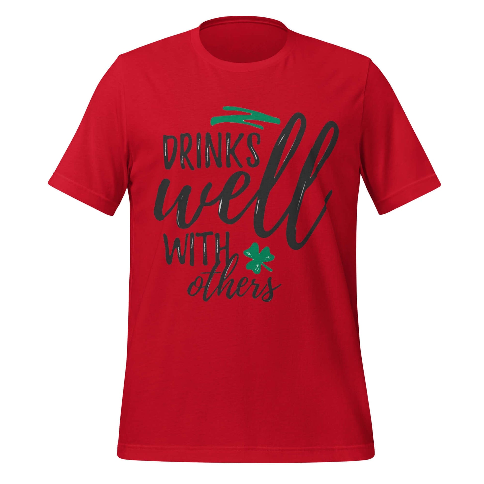Drinks Well With Others – Funny St. Paddy’s Day Red Tee