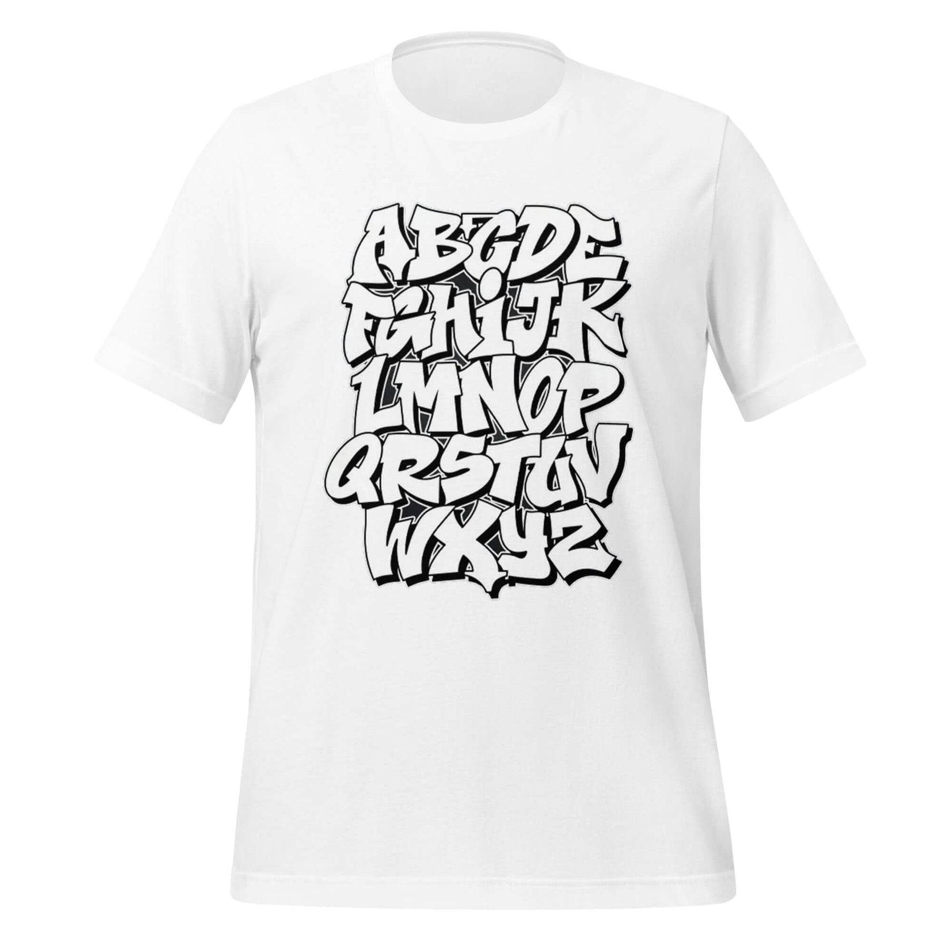 Graffiti Alphabet White T-Shirt – Bold Street Style A-Z Design