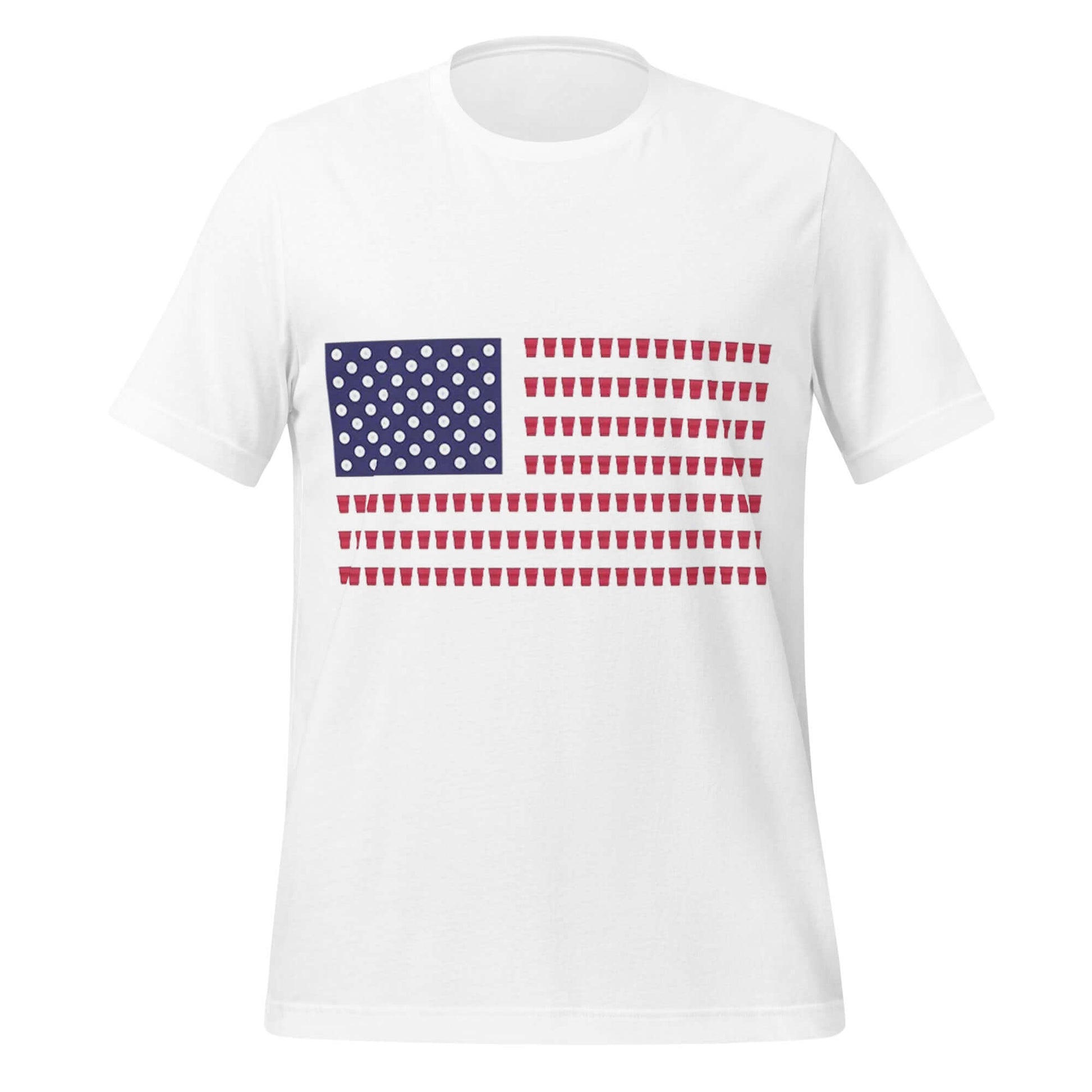 Beer Pong Patriot – Stars, Stripes & Solo Cups White Tee