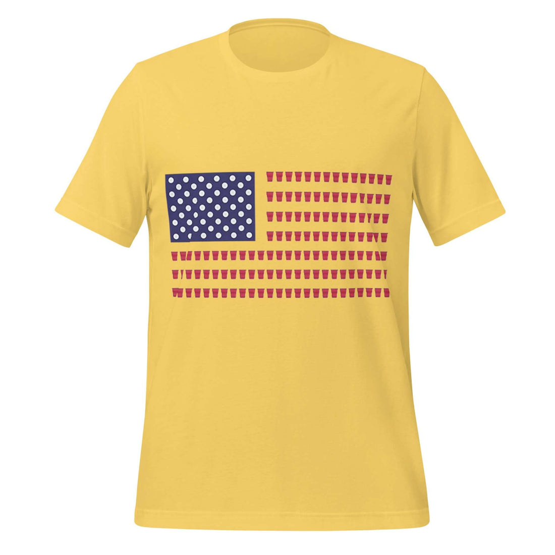 Beer Pong Patriot – Stars, Stripes & Solo Cups Yellow Tee