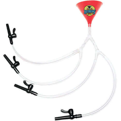 Red Quad Beer Bong - Four Person Beer Funnel