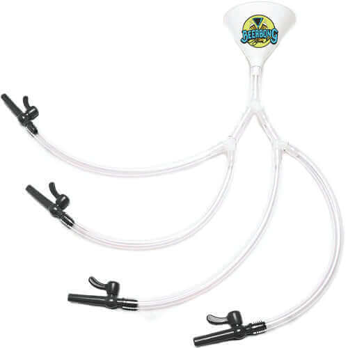 White Quad Beer Bong - Four Person Beer Funnel