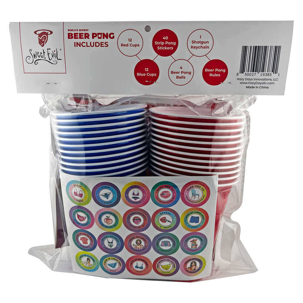 Beer Pong Set - Strip Beer Pong Party Game - Package Back