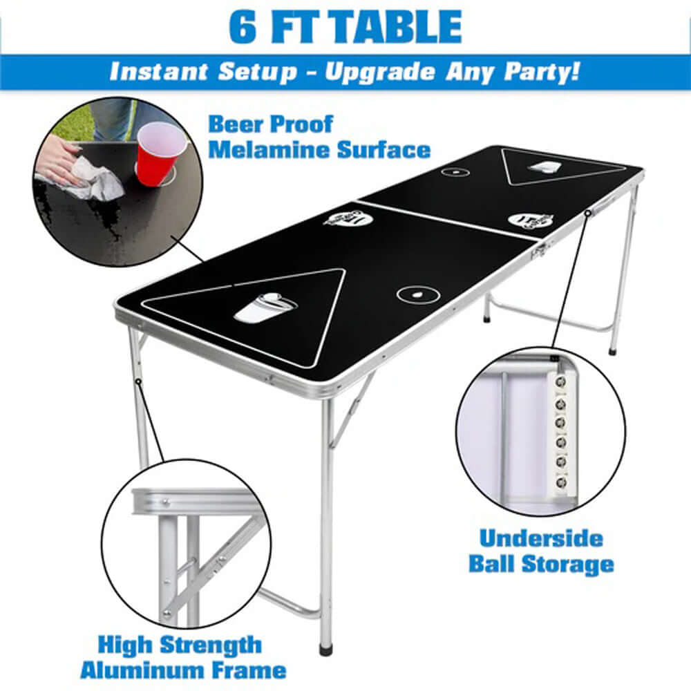 6ft Portable Beer Pong Table - Flip Cup - Open