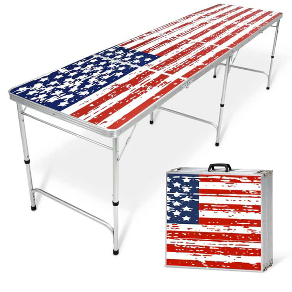 8ft Portable Beer Pong Table - American Flag
