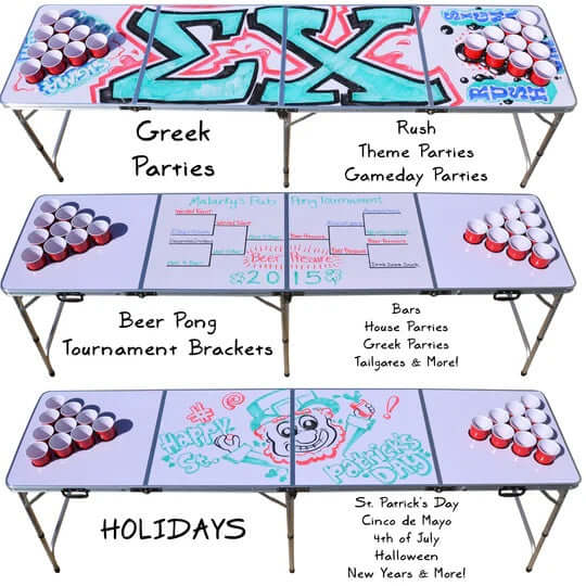 8ft Dry Erase Beer Pong Table - Custom Edition Sample