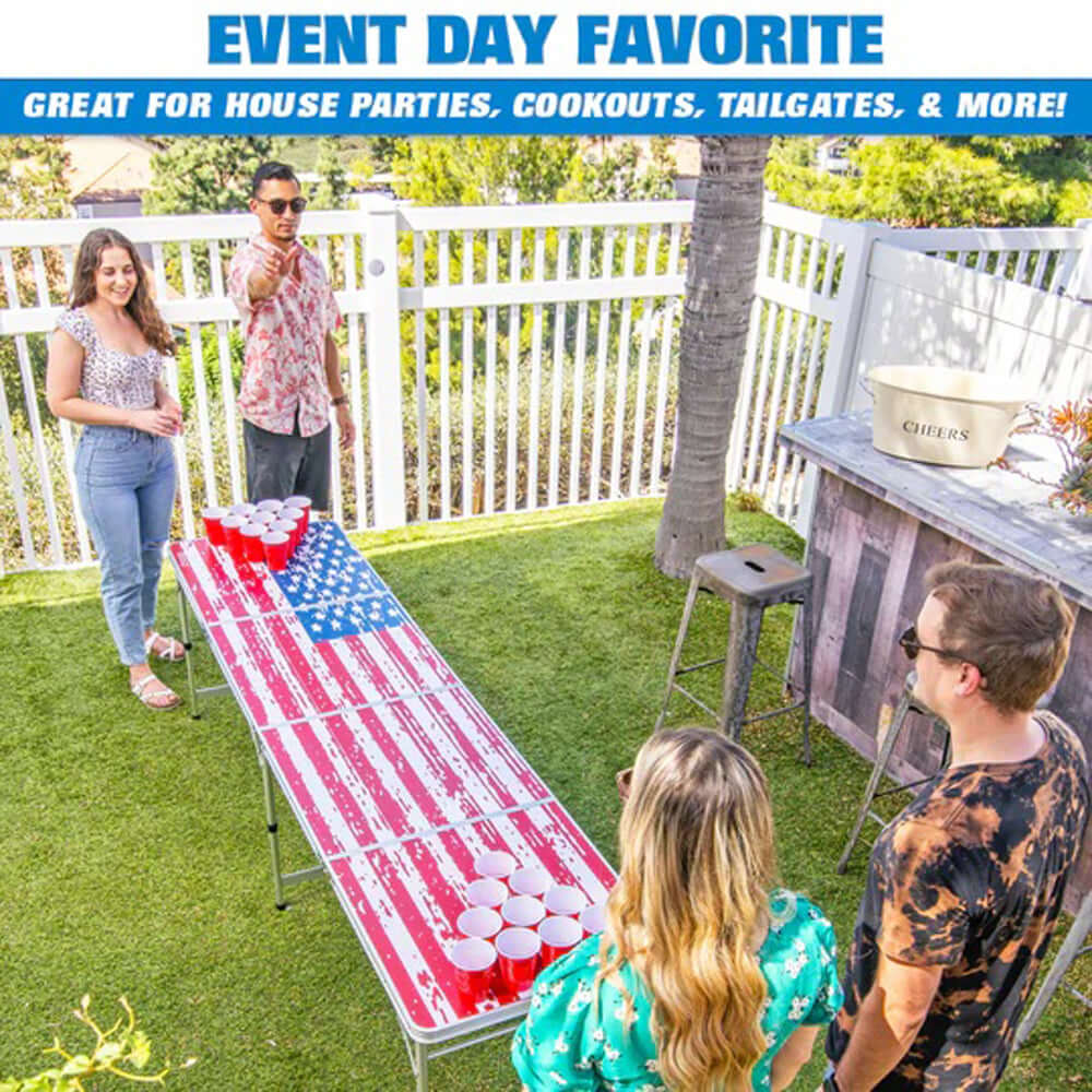 8ft Portable Beer Pong Table - American Flag Play