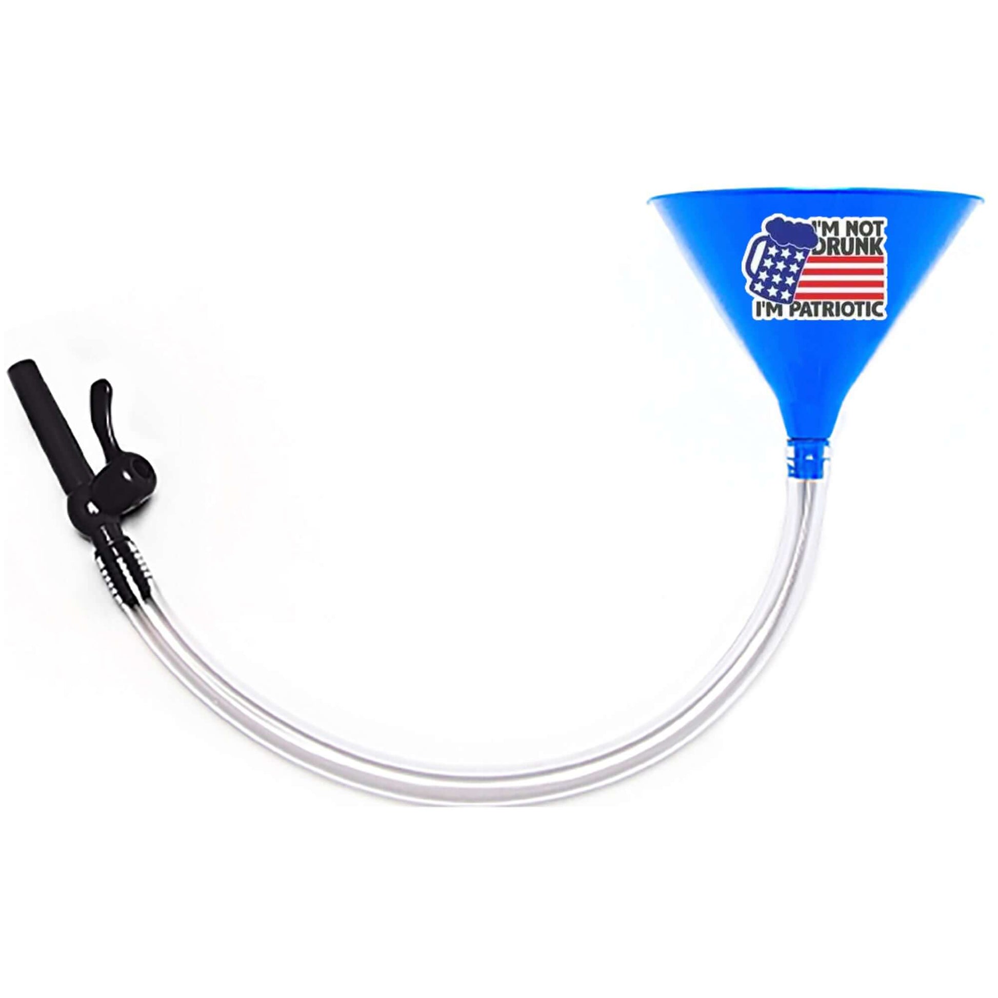 I'm Not Drunk I'm Patriotic Beer Bong Blue Funnel with Valve