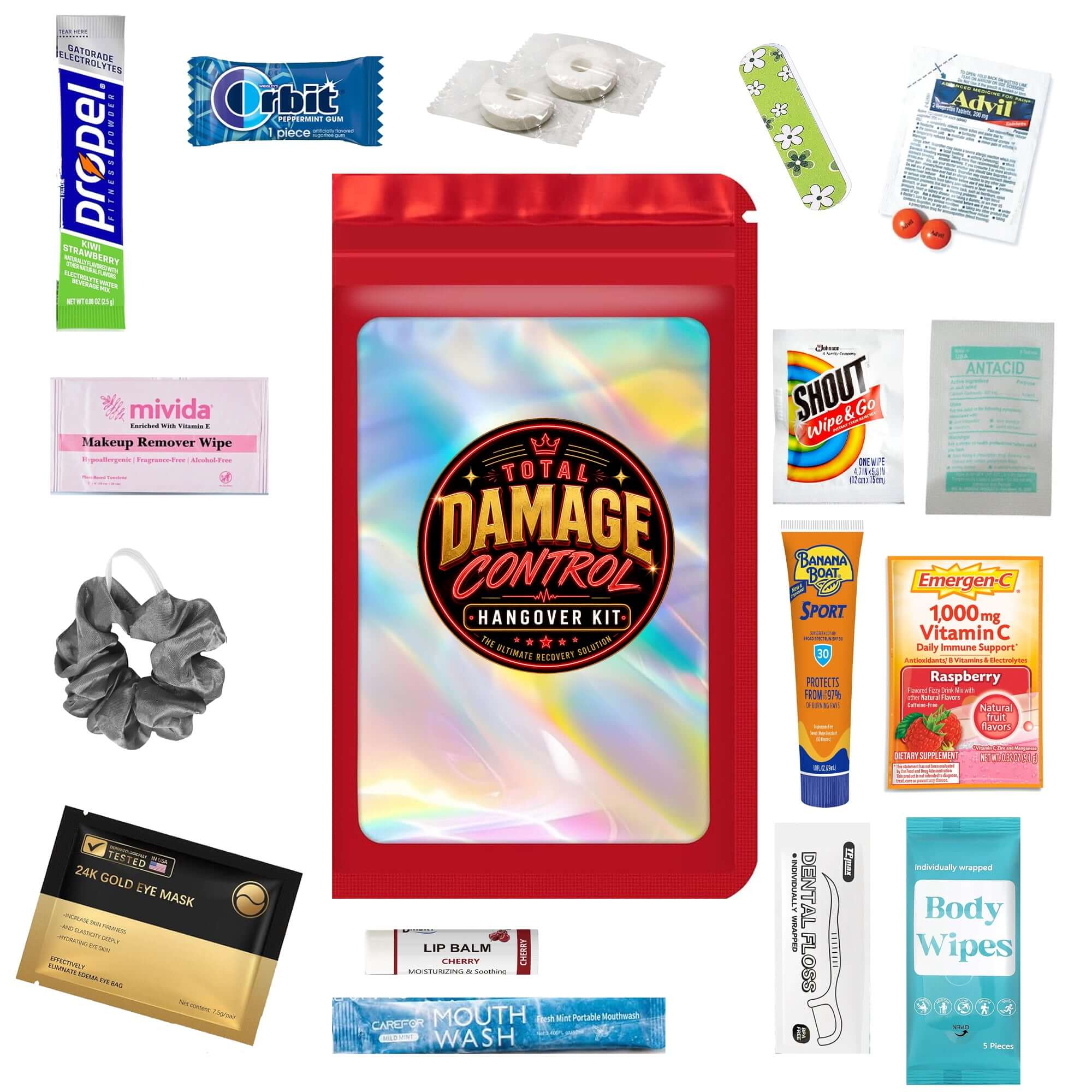 Total Damage Control Hangover Kit – 17 pcs Party Recovery Kit