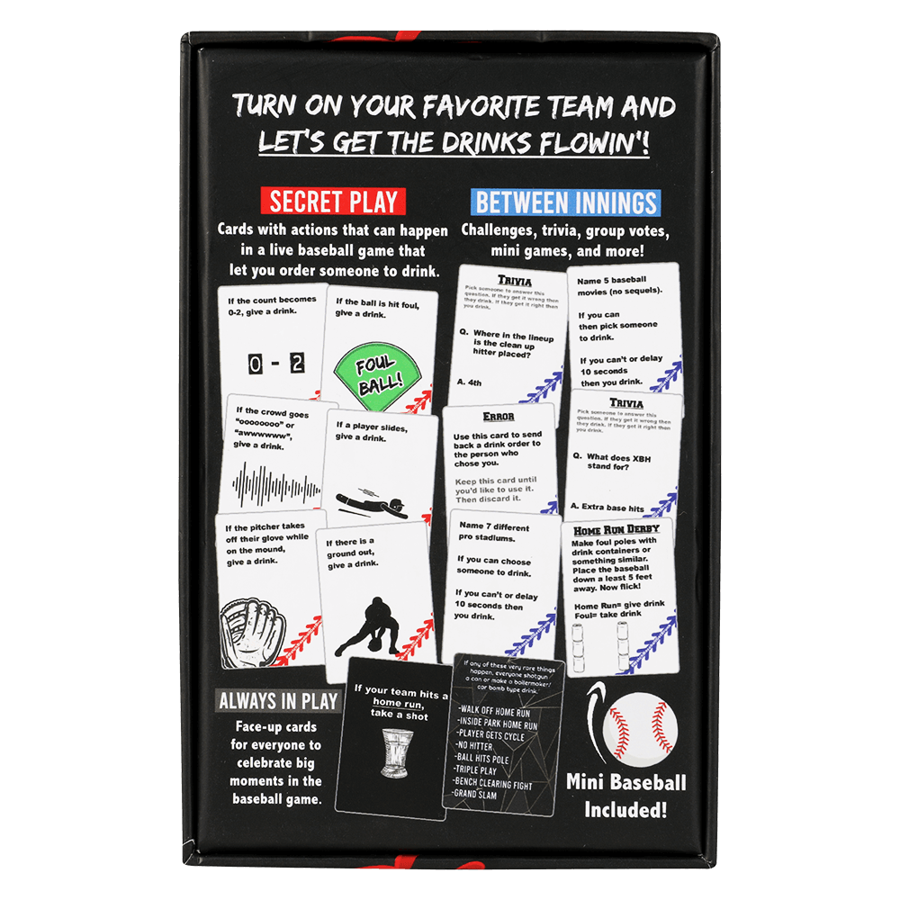 Watch Baseball Get Drunk Drinking Game Back