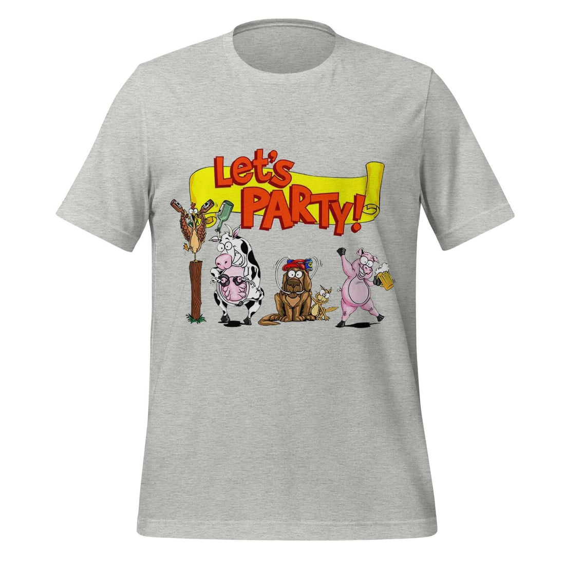 Let’s Party! Drunk Farm Animals Grey T-Shirt – Moo, Oink, Chug!