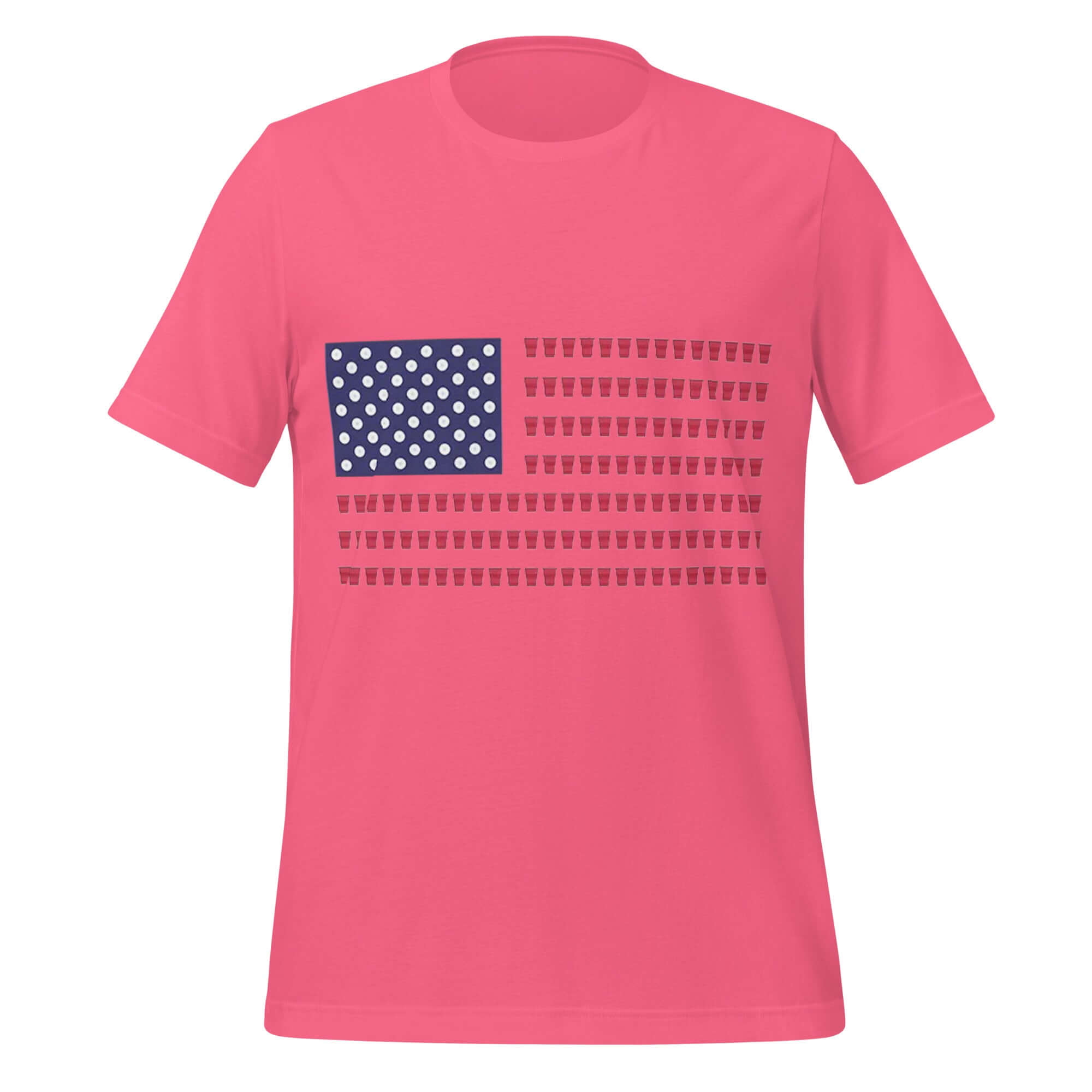 Beer Pong Patriot – Stars, Stripes & Solo Cups Pink Tee