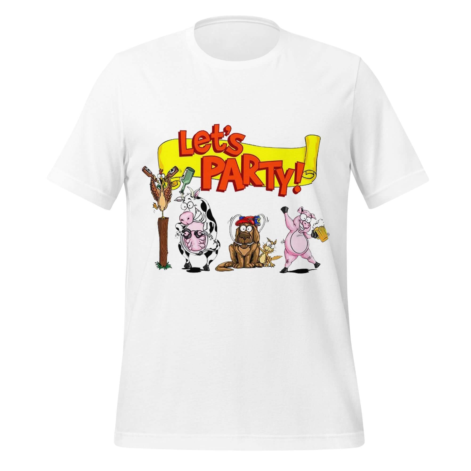 Let’s Party! Drunk Farm Animals White T-Shirt – Moo, Oink, Chug!
