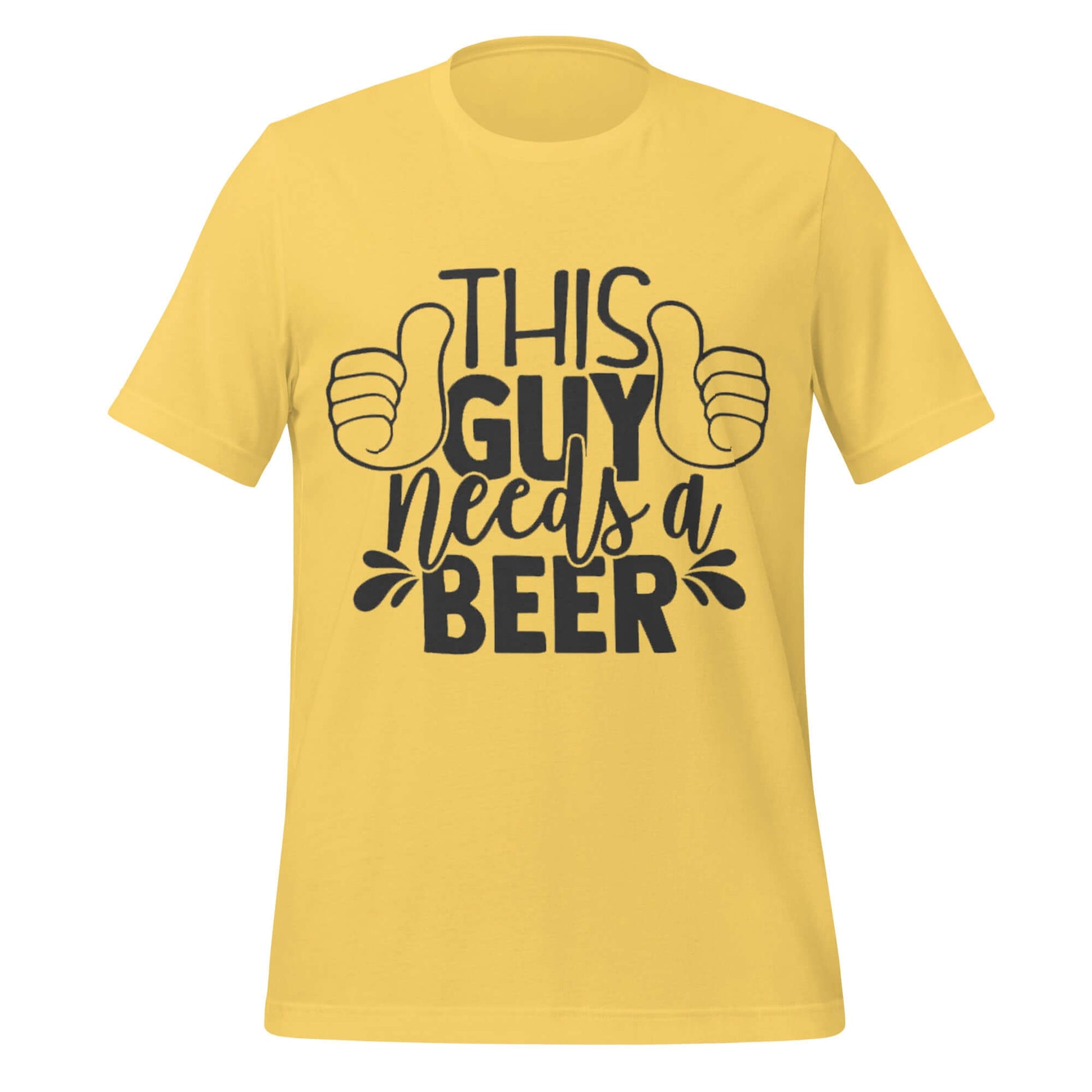 This Guy Needs a Beer – Funny Drinking Yellow T-Shirt