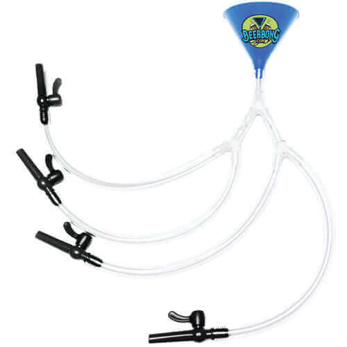 Blue Quad Beer Bong - Four Person Beer Funnel