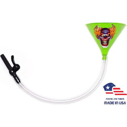 Beer Bong with Party Decals - Evil Clown - Green Funnel