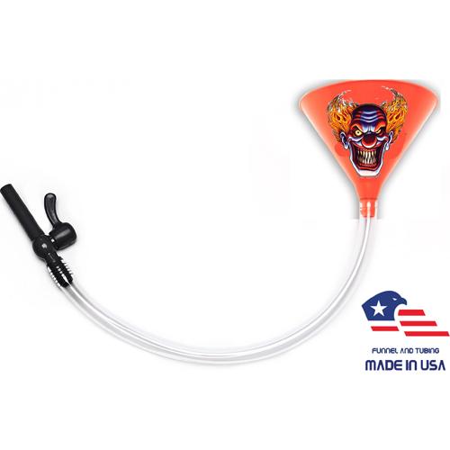 Beer Bong with Party Decals - Evil Clown - Orange Funnel