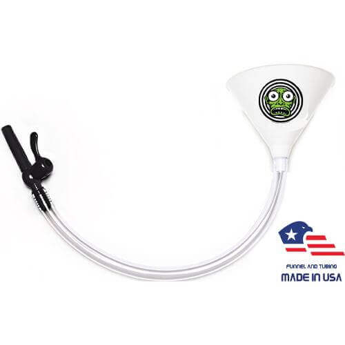 Beer Bong with Party Decals - Green Face - White Funnel