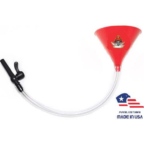 Beer Bong with Party Decals - Skull Pirate - Red Funnel