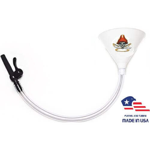 Beer Bong with Party Decals - Skull Pirate - White Funnel