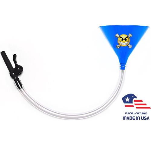 Beer Bong with Party Decals - Chaos Smiley - Blue Funnel