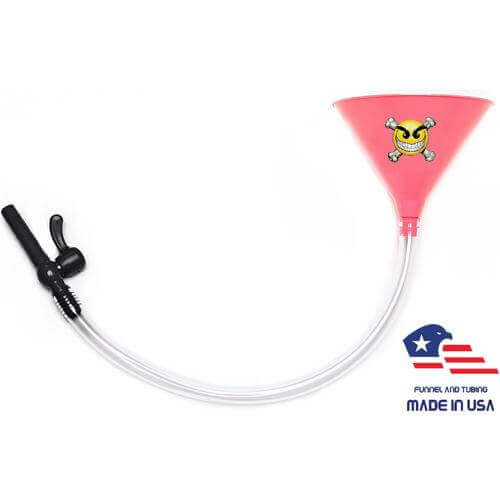Beer Bong with Party Decals - Chaos Smiley Face - Pink Funnel