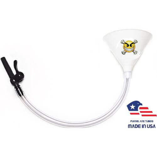 Beer Bong with Party Decals - Chaos Smiley - White Funnel