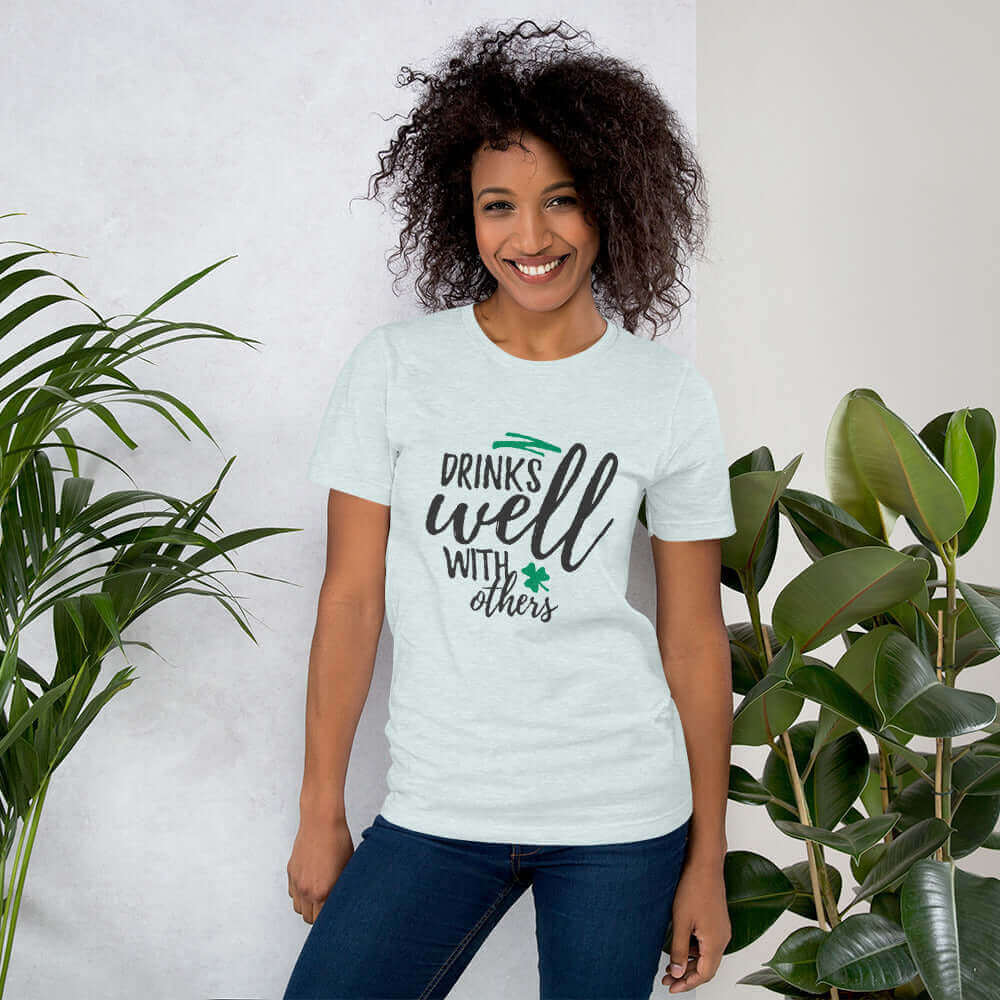 Drink Well with Others - Gray T-shirt - Model 2