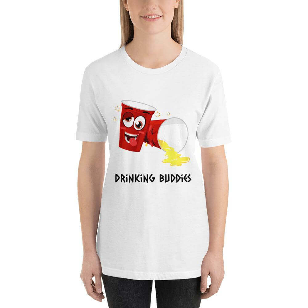 Drinking Buddies White T-Shirt Model 1